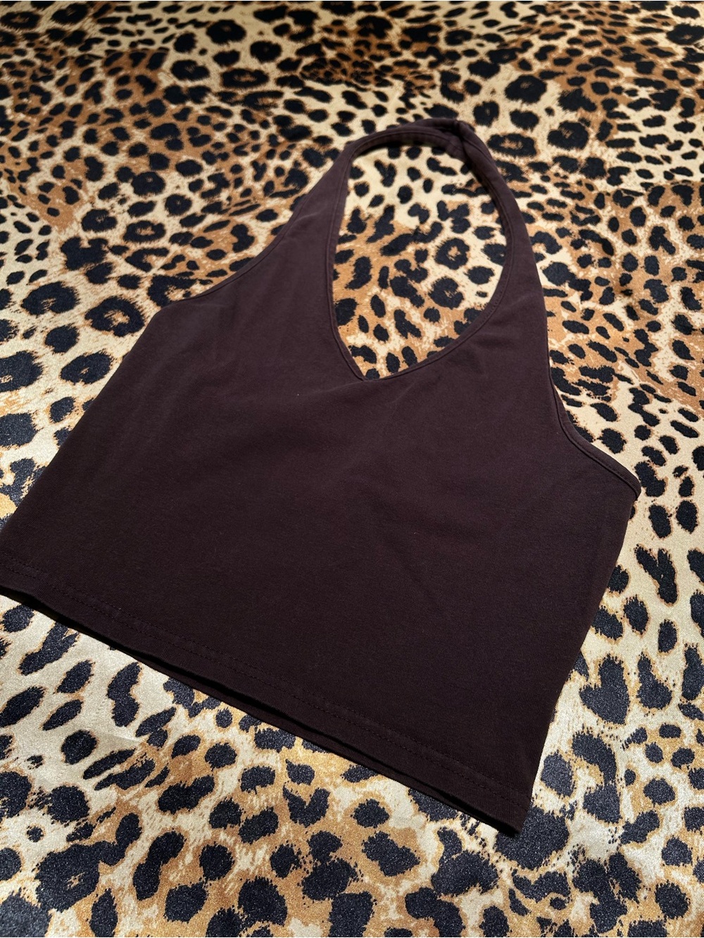 H&M Dark Brown Cropped Halter Top - Picture 2 of 6
